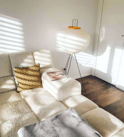 Vloerlamp Japandi Stijl met Rijstpapieren Kap en Driepoot Statief