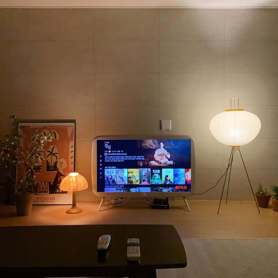 Vloerlamp Japandi Stijl met Rijstpapieren Kap en Driepoot Statief