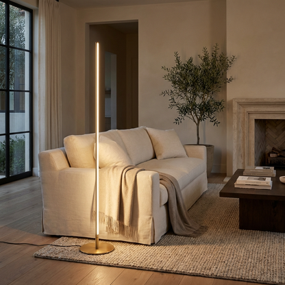 Vloerlamp Minimalistisch met Verticale LED Strip en Ronde Voet