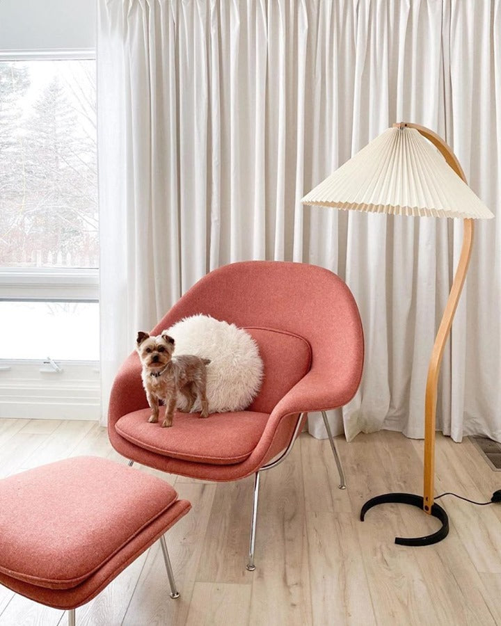 Vloerlamp Scandinavisch met Geplisseerde Kap en Boogvorm