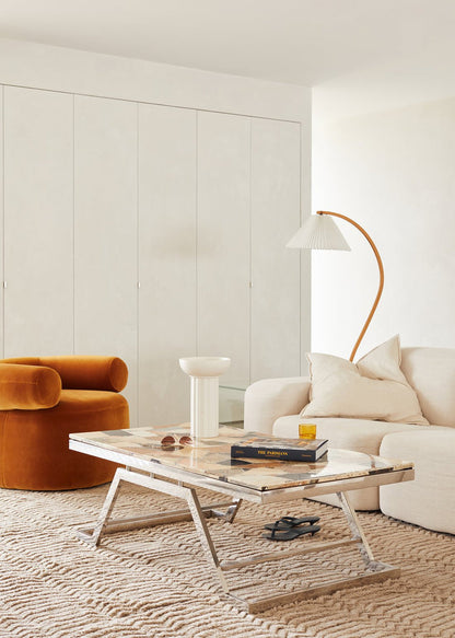Vloerlamp Scandinavisch met Geplisseerde Kap en Boogvorm