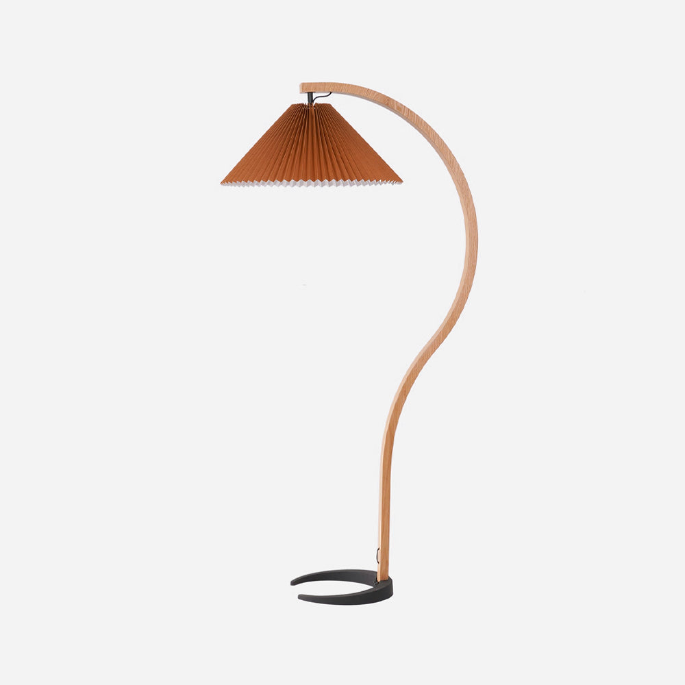 Vloerlamp Scandinavisch met Geplisseerde Kap en Boogvorm