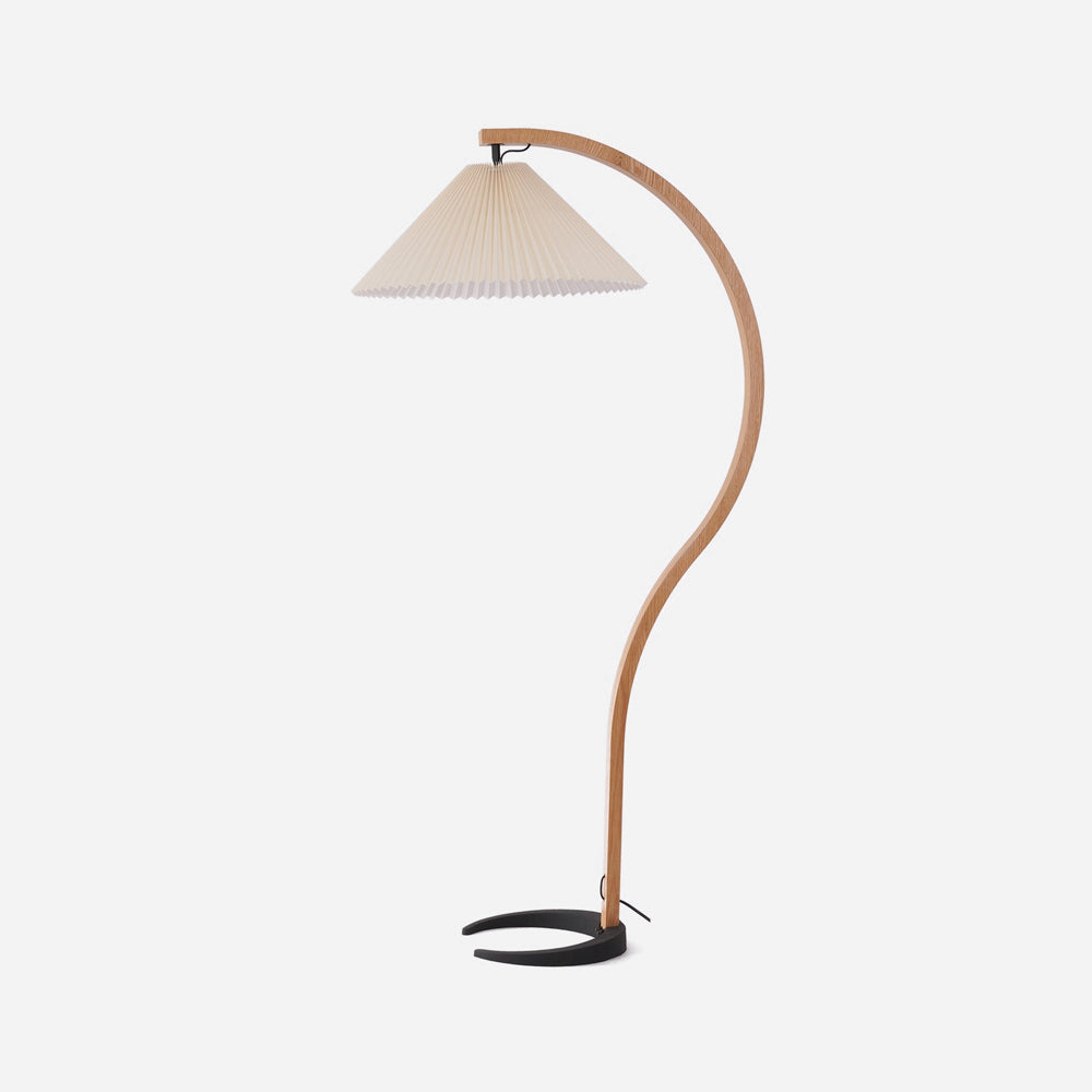 Vloerlamp Scandinavisch met Geplisseerde Kap en Boogvorm