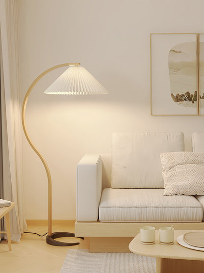 Vloerlamp Scandinavisch met Geplisseerde Kap en Boogvorm