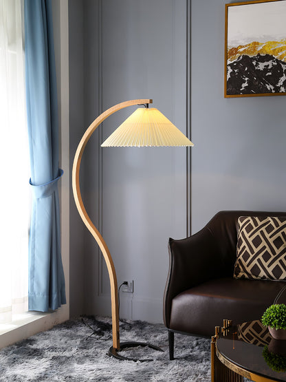 Vloerlamp Scandinavisch met Geplisseerde Kap en Boogvorm