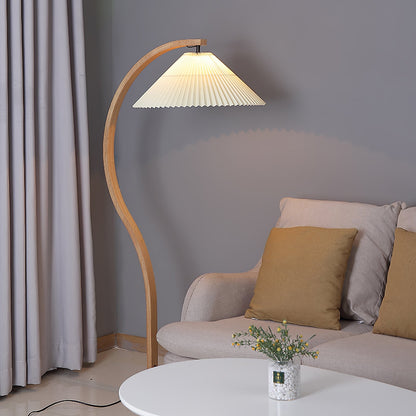 Vloerlamp Scandinavisch met Geplisseerde Kap en Boogvorm