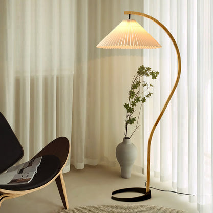 Vloerlamp Scandinavisch met Geplisseerde Kap en Boogvorm