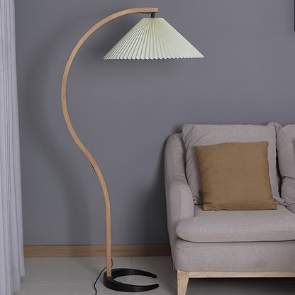 Vloerlamp Scandinavisch met Geplisseerde Kap en Boogvorm
