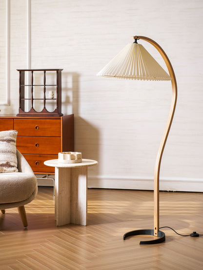 Vloerlamp Scandinavisch met Geplisseerde Kap en Boogvorm