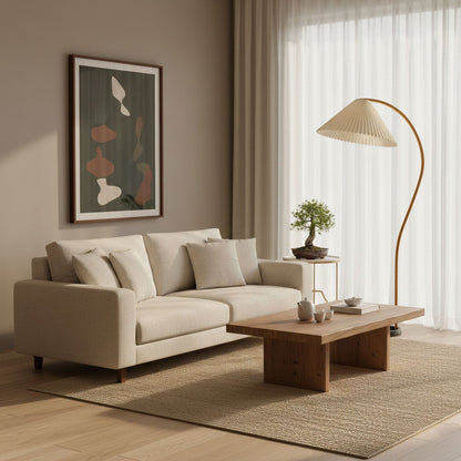 Vloerlamp Scandinavisch met Geplisseerde Kap en Boogvorm