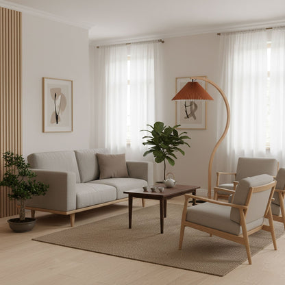 Vloerlamp Scandinavisch met Geplisseerde Kap en Boogvorm