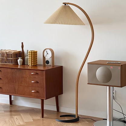 Vloerlamp Scandinavisch met Geplisseerde Kap en Boogvorm