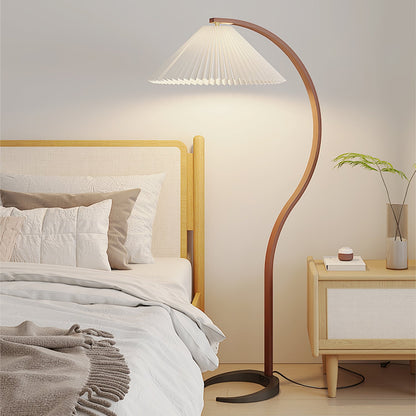Vloerlamp Scandinavisch met Geplisseerde Kap en Boogvorm
