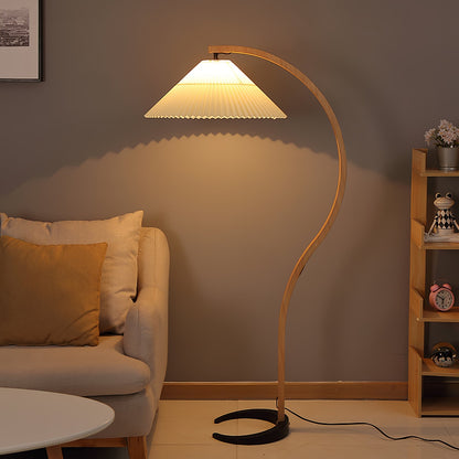 Vloerlamp Scandinavisch met Geplisseerde Kap en Boogvorm