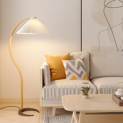Vloerlamp Scandinavisch met Geplisseerde Kap en Boogvorm