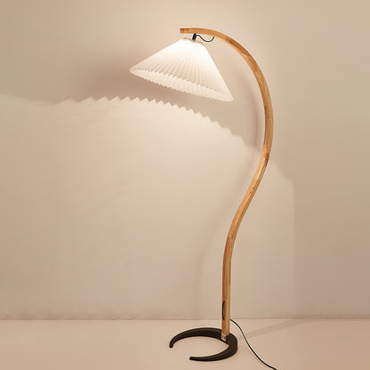 Vloerlamp Scandinavisch met Geplisseerde Kap en Boogvorm