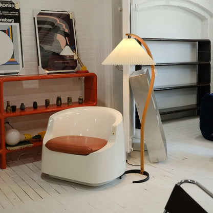 Vloerlamp Scandinavisch met Geplisseerde Kap en Boogvorm