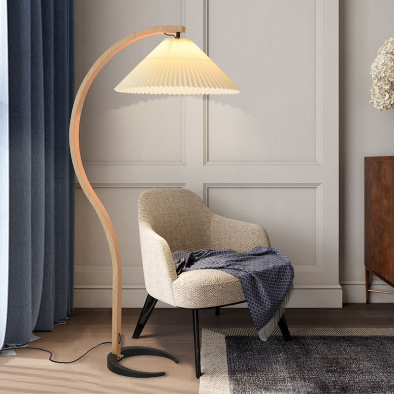 Vloerlamp Scandinavisch met Geplisseerde Kap en Boogvorm
