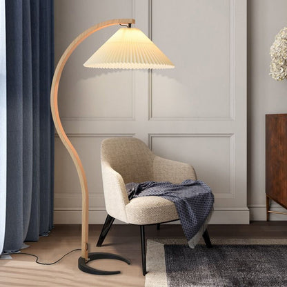 Vloerlamp Scandinavisch met Geplisseerde Kap en Boogvorm