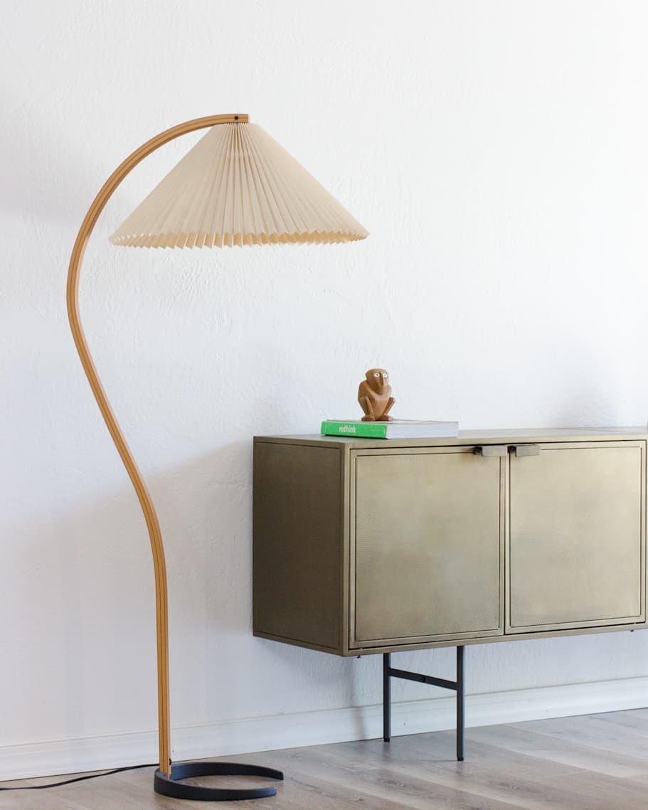 Vloerlamp Scandinavisch met Geplisseerde Kap en Boogvorm