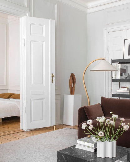 Vloerlamp Scandinavisch met Geplisseerde Kap en Boogvorm