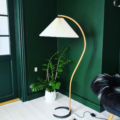 Vloerlamp Scandinavisch met Geplisseerde Kap en Boogvorm