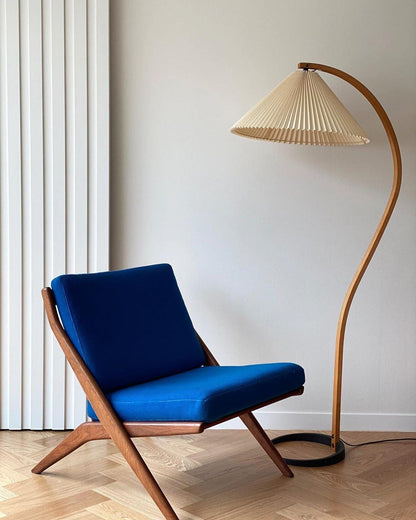 Vloerlamp Scandinavisch met Geplisseerde Kap en Boogvorm