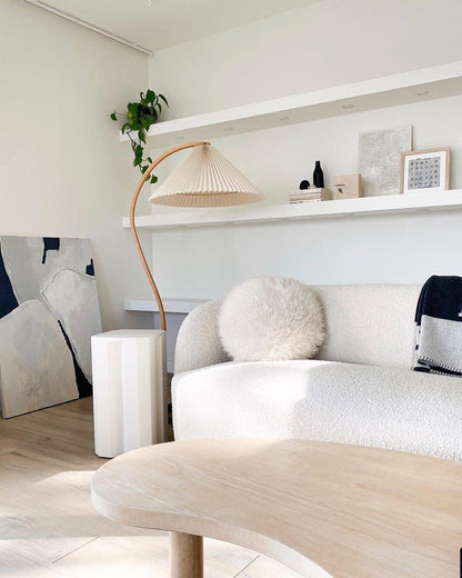 Vloerlamp Scandinavisch met Geplisseerde Kap en Boogvorm