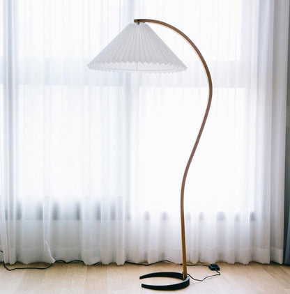 Vloerlamp Scandinavisch met Geplisseerde Kap en Boogvorm