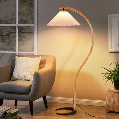 Vloerlamp Scandinavisch met Geplisseerde Kap en Boogvorm
