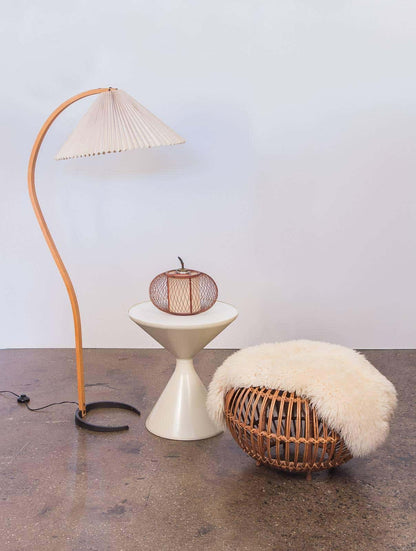 Vloerlamp Scandinavisch met Geplisseerde Kap en Boogvorm