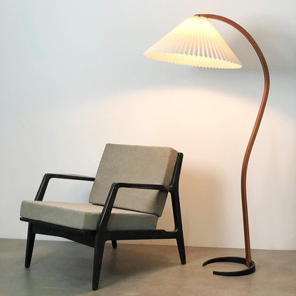 Vloerlamp Scandinavisch met Geplisseerde Kap en Boogvorm