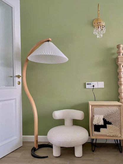 Vloerlamp Scandinavisch met Geplisseerde Kap en Boogvorm