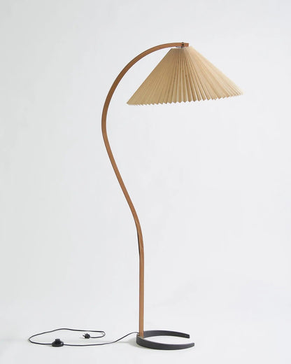 Vloerlamp Scandinavisch met Geplisseerde Kap en Boogvorm