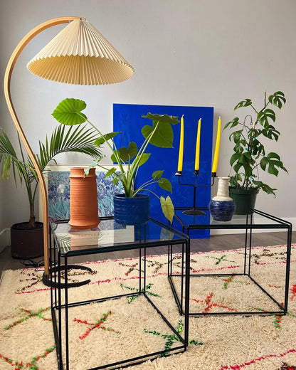 Vloerlamp Scandinavisch met Geplisseerde Kap en Boogvorm