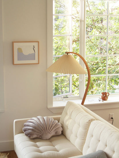 Vloerlamp Scandinavisch met Geplisseerde Kap en Boogvorm