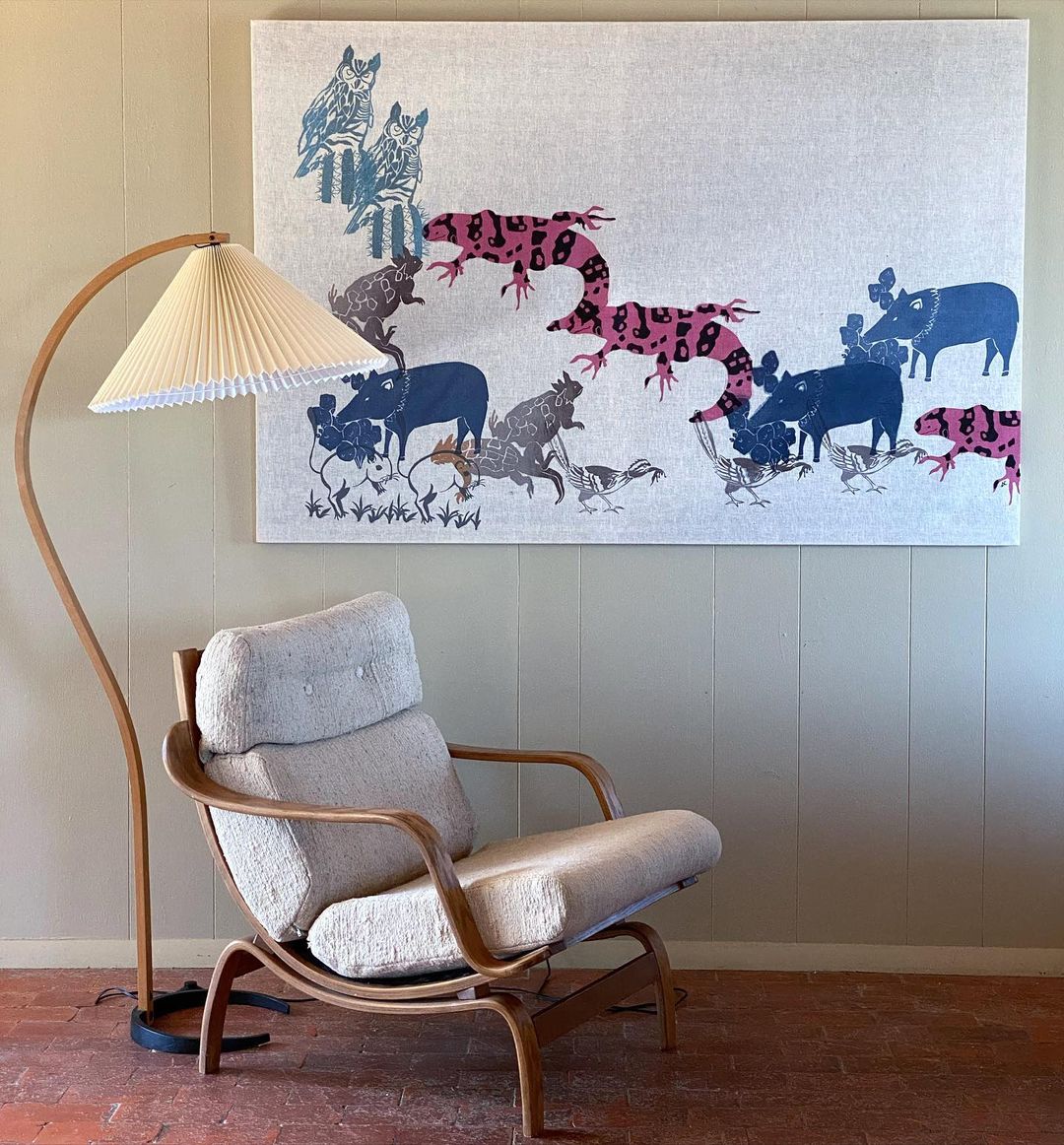 Vloerlamp Scandinavisch met Geplisseerde Kap en Boogvorm