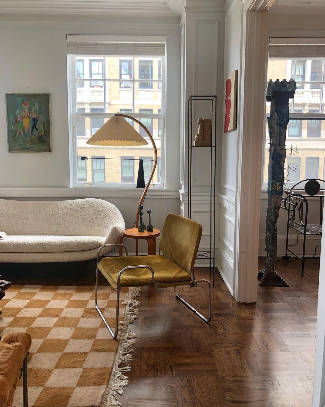 Vloerlamp Scandinavisch met Geplisseerde Kap en Boogvorm