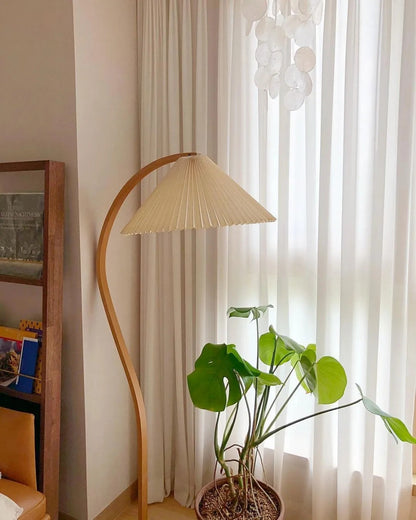 Vloerlamp Scandinavisch met Geplisseerde Kap en Boogvorm