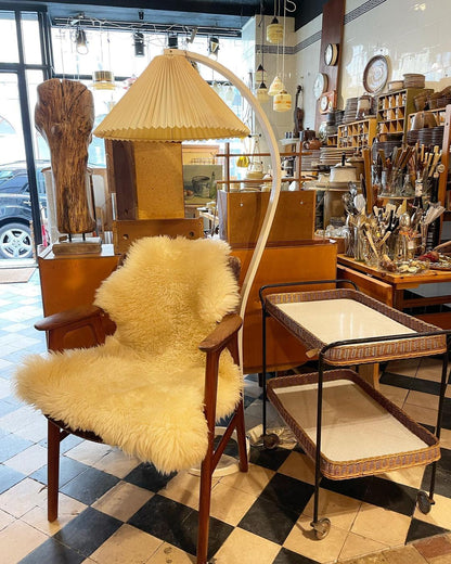 Vloerlamp Scandinavisch met Geplisseerde Kap en Boogvorm