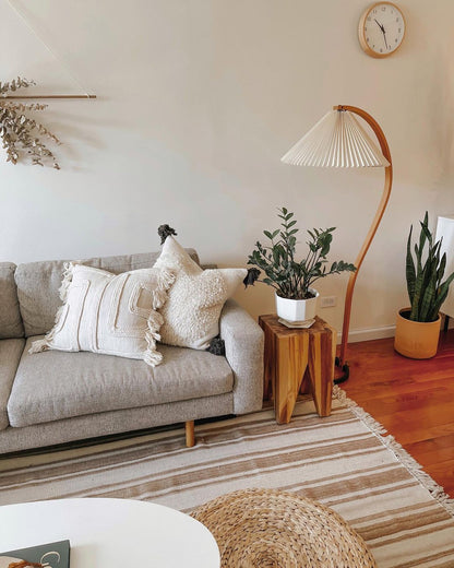 Vloerlamp Scandinavisch met Geplisseerde Kap en Boogvorm