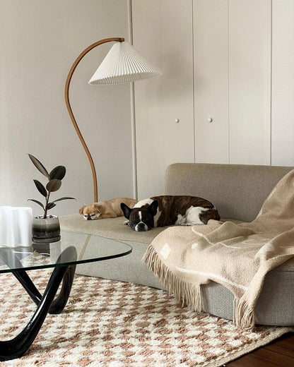 Vloerlamp Scandinavisch met Geplisseerde Kap en Boogvorm