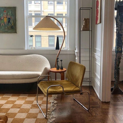 Vloerlamp Scandinavisch met Geplisseerde Kap en Boogvorm