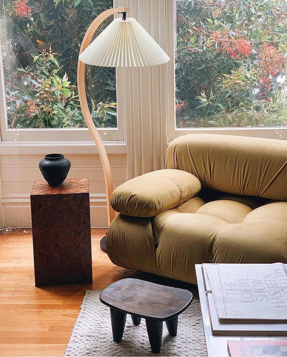 Vloerlamp Scandinavisch met Geplisseerde Kap en Boogvorm