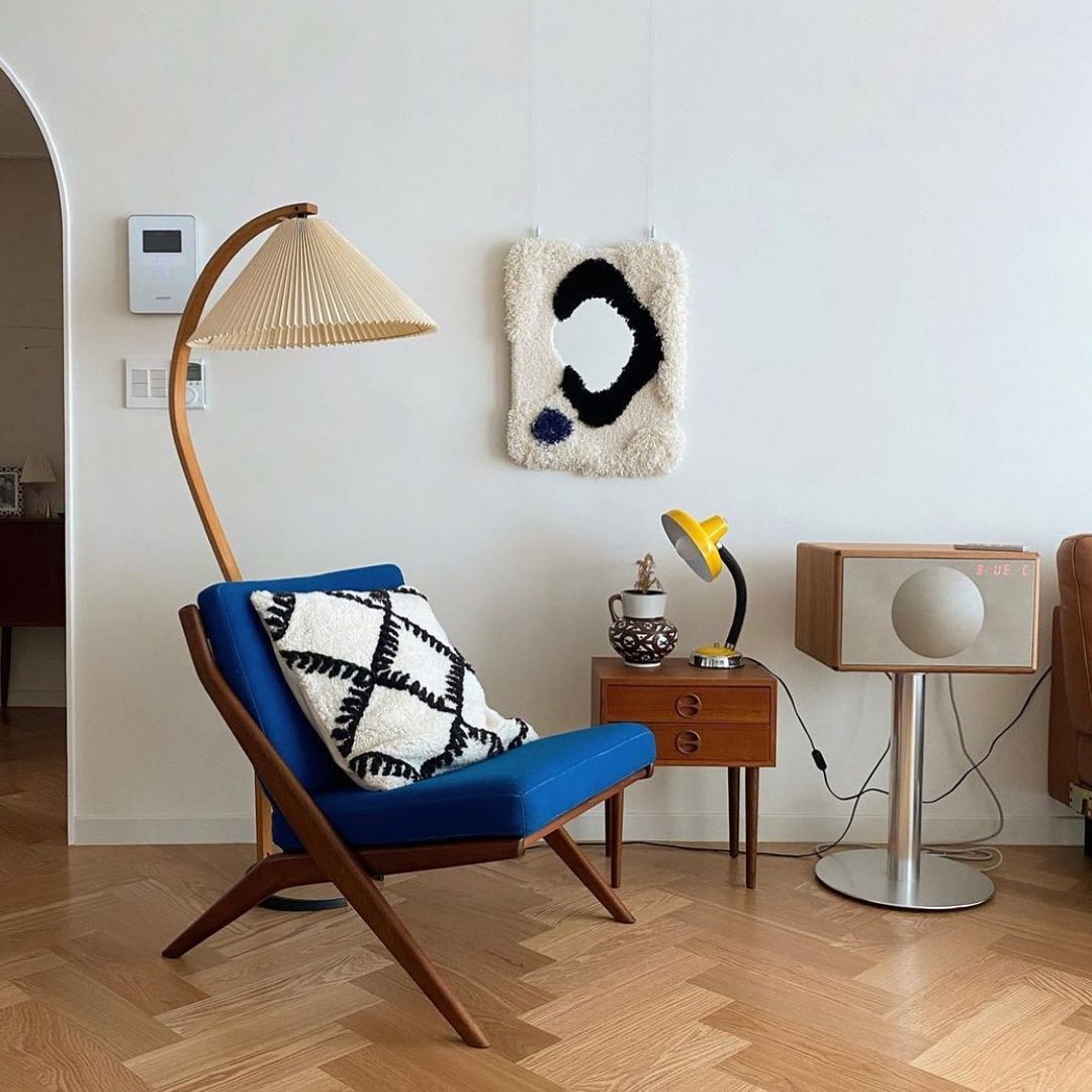 Vloerlamp Scandinavisch met Geplisseerde Kap en Boogvorm