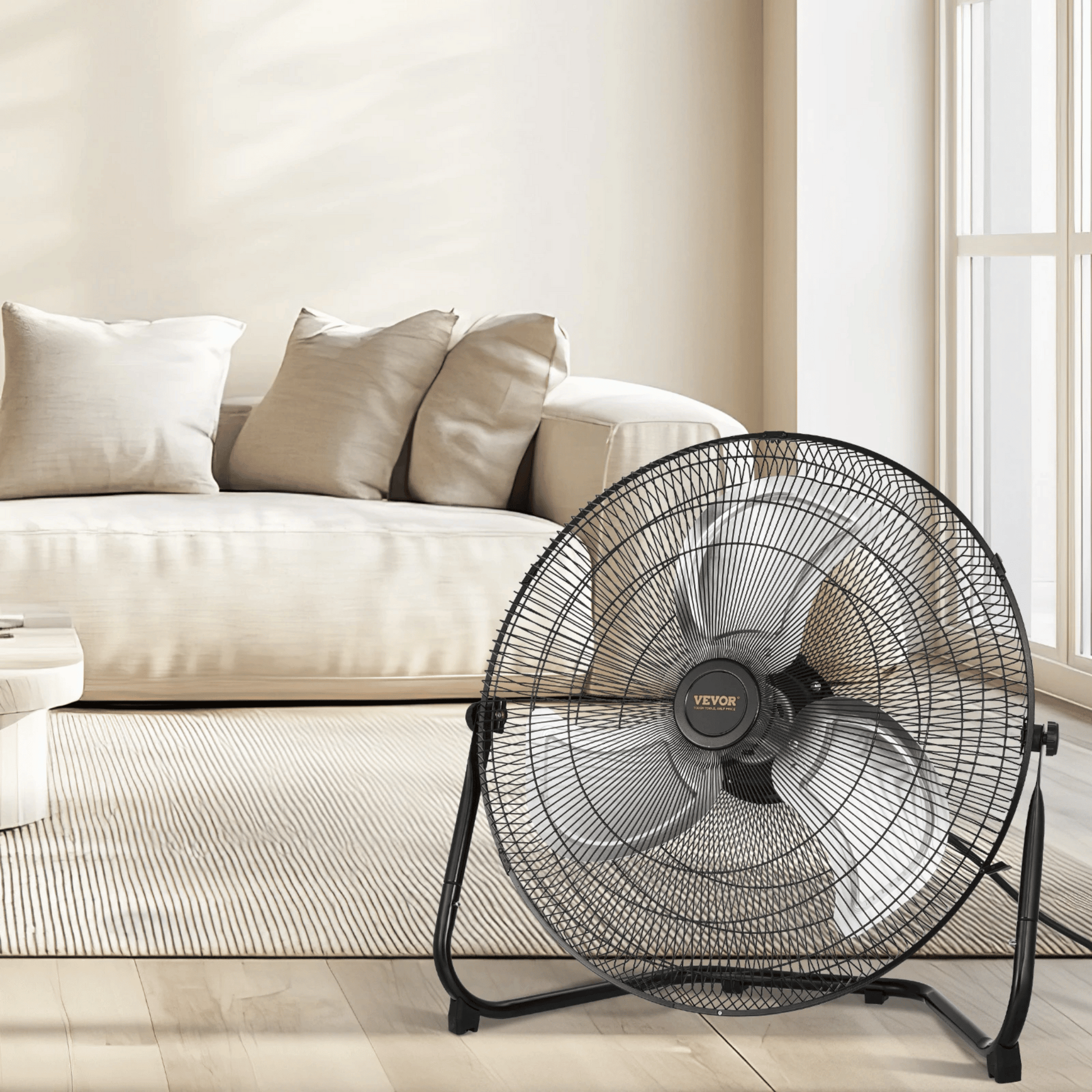 Vloerventilator Industrieel met 3 Snelheidsstanden en 360° Kantelbaar Rooster