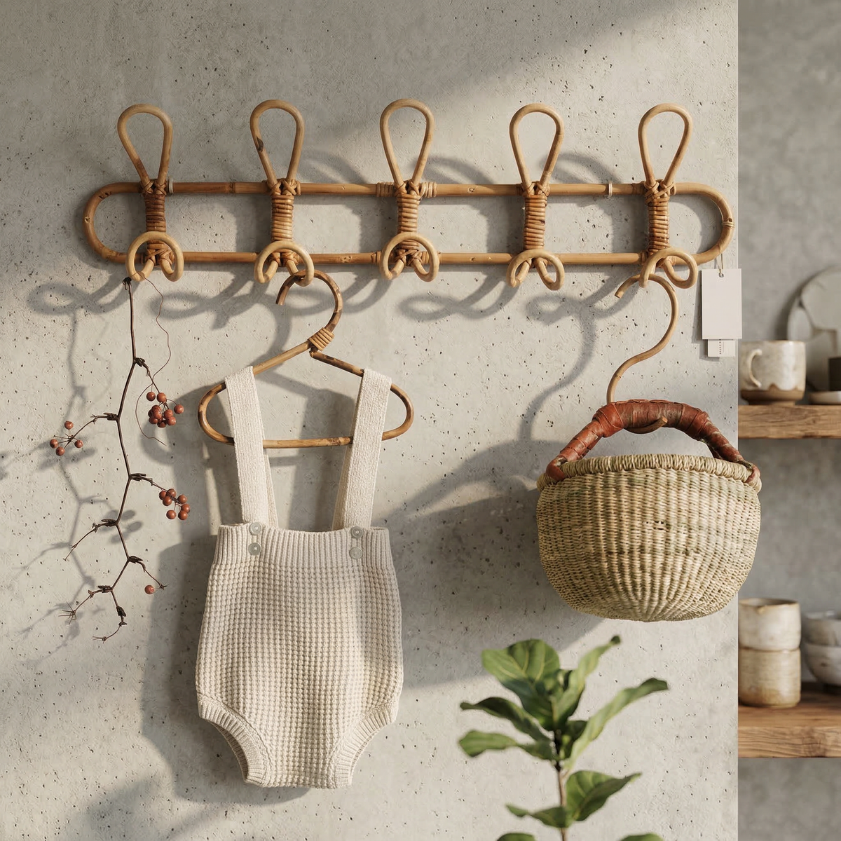 Wandhaak Rotan Boho met Gevlochten Detail voor Hal en Slaapkamer
