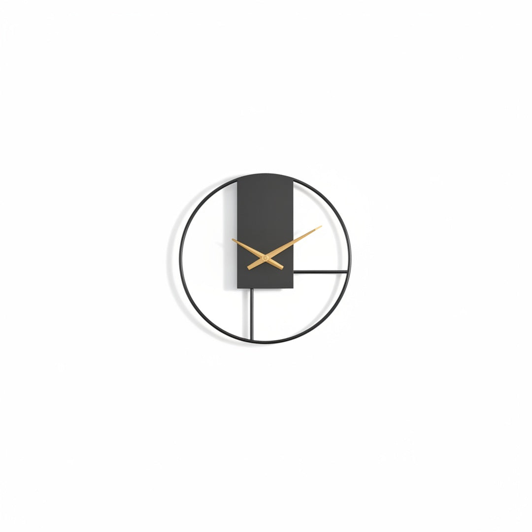 Wandklok Minimalistisch Scandinavisch Design met Open Ronde Lijst en Gouden Wijzers