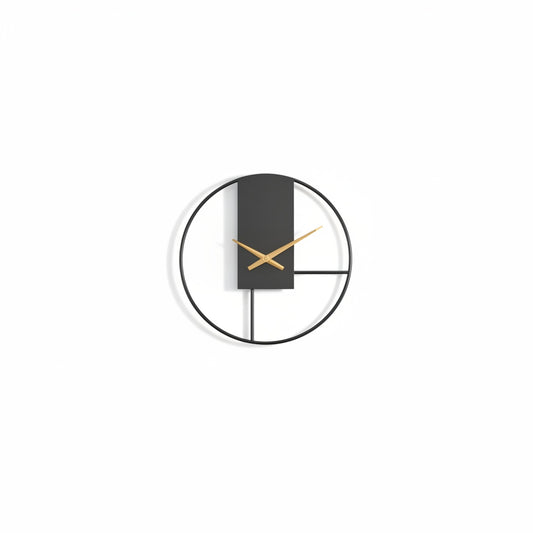 Wandklok Minimalistisch Scandinavisch Design met Open Ronde Lijst en Gouden Wijzers