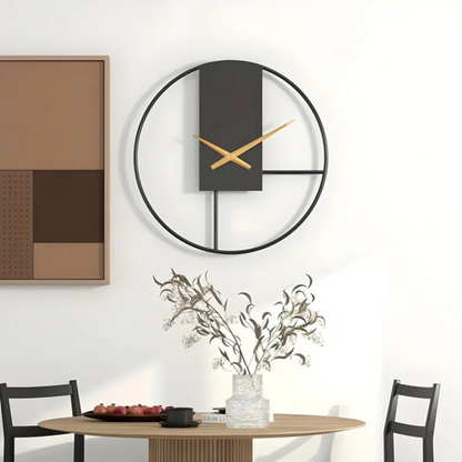 Wandklok Minimalistisch Scandinavisch Design met Open Ronde Lijst en Gouden Wijzers
